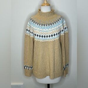 L.L. Bean Vintage Fair Isle Sweater Women's Petite L Cotton